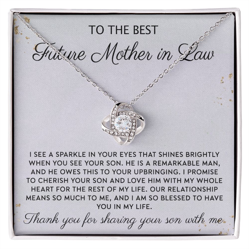 Future Mother In Law Necklace, To The Best Future Mother In Law Necklace From Son, Mother of the Groom Gift Necklace From Bride Wedding Gift Love Knot Pendants from Bride, Jewelry Gift For Women Love Knot Necklace 6323