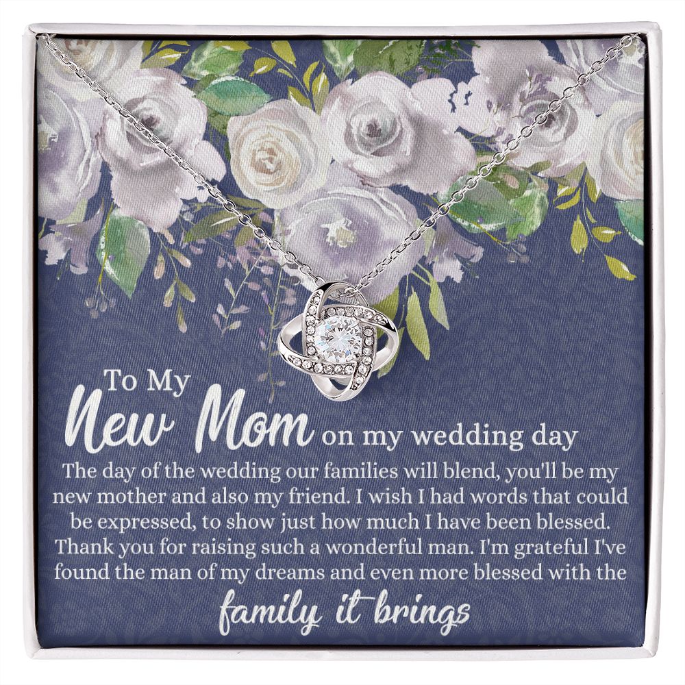 New Mom Necklace - To My New Mom Love Knot Necklace Gift From Daughter, My Wedding Day Necklace Gift For Mom, Wedding Mom Gift Necklace From Daughter, New Mom On My Wedding Day Gift Necklace For Mom Love Knot Necklace 6323