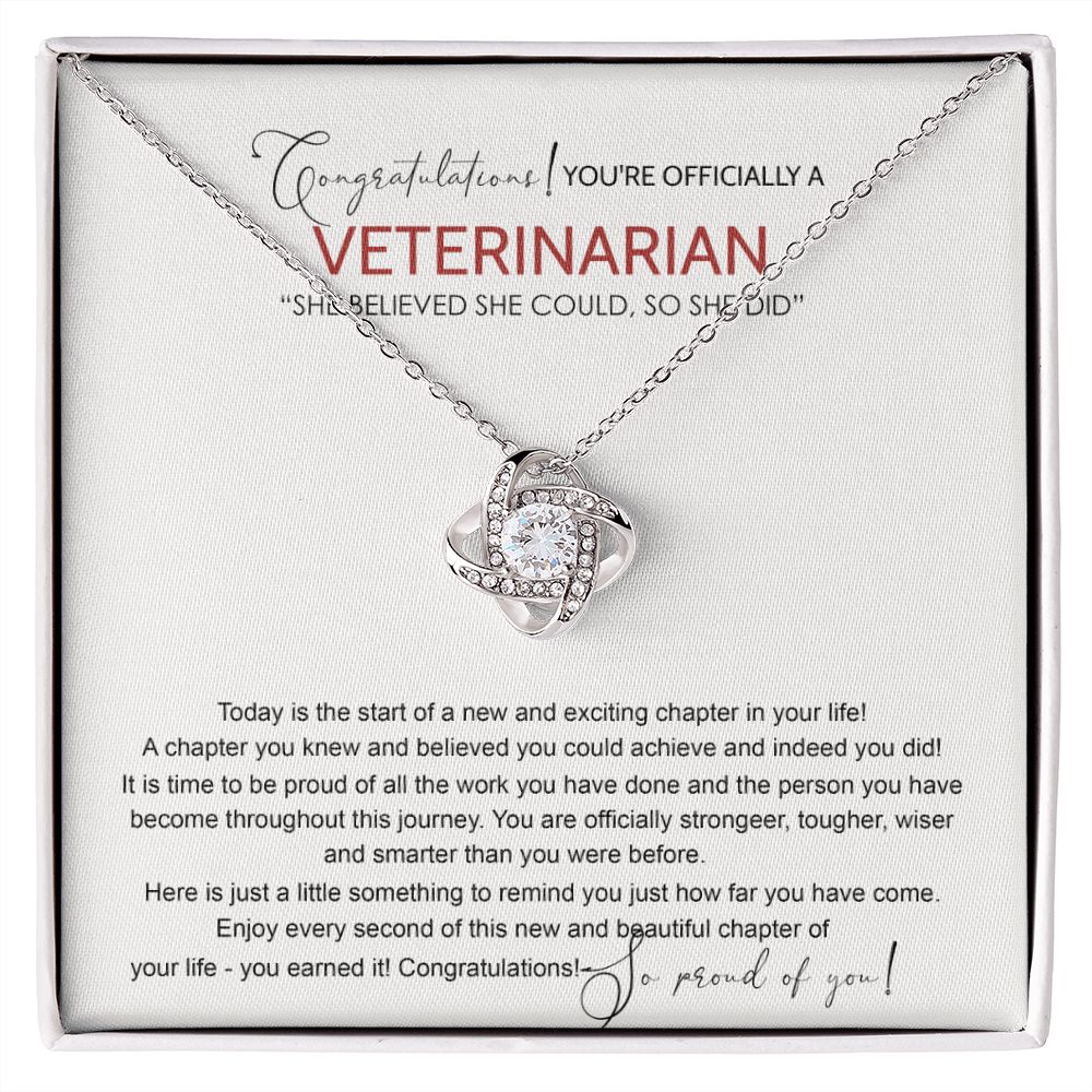 Veterinarian Gift Necklace, Graduation Jewelry Gift For Doctor of Veterinary, Degree Graduation Gifts Necklace Gift For Her Congrats Graduation Veterinarian Necklace Gift For Daughter Granddaughter Love Knot Necklace 6323