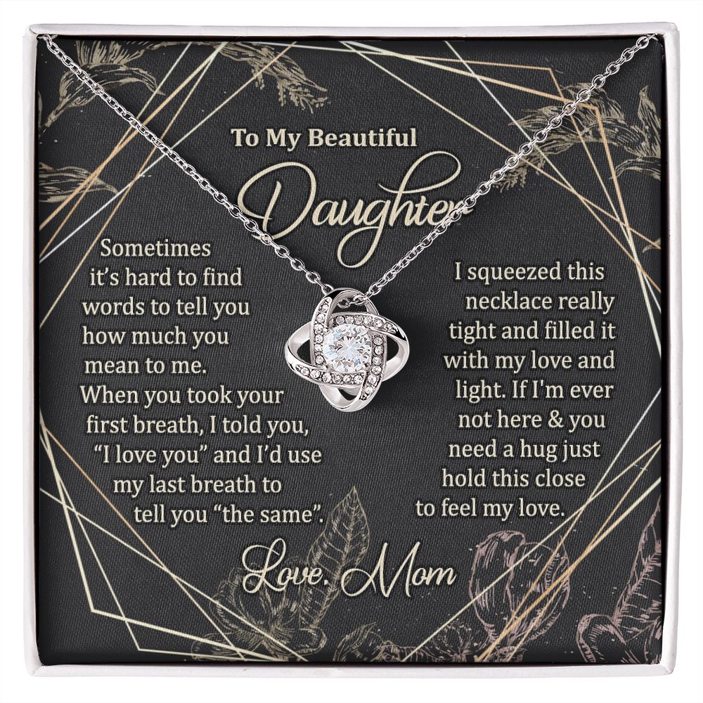 To My Daughter Necklace Love Knot Necklace Gift for Daughter from Mom Jewelry Gift for Daughter Mother Daughter Necklace Birthday Gift Daughter Necklace for Teen Girl Christmas Daughter Necklace Gift from Mom