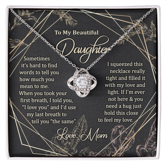 To My Daughter Necklace Love Knot Necklace Gift for Daughter from Mom Jewelry Gift for Daughter Mother Daughter Necklace Birthday Gift Daughter Necklace for Teen Girl Christmas Daughter Necklace Gift from Mom