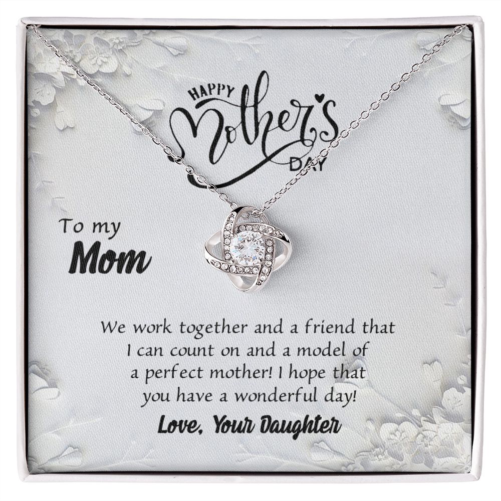 Happy Mother's Day Necklace, To My Mom Love Knot Necklace Gift From Daughter, Mom Your Daughter Necklace, Daughter And Mother Love Knot Pendant Gift For Mom Gift Necklace, Jewelry Gift For Women Love Knot Necklace 6323