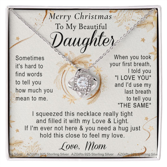 To My Daughter Necklace from Mom Merry Christmas for Daughter from Mother Daughter Christmas Necklace from Mom Daughter Necklace for Xmas Holiday Gifts
