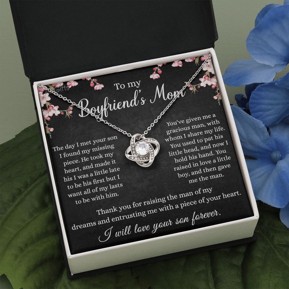 To My Boyfriend's Mom Necklace With Message Card Box, Boyfriends Mom Gift Necklace For Boyfriends Mom, Mother Girlfriends To Boyfriend Mom Gift Necklace For Mom Of Boyfriend Custom Message Gift