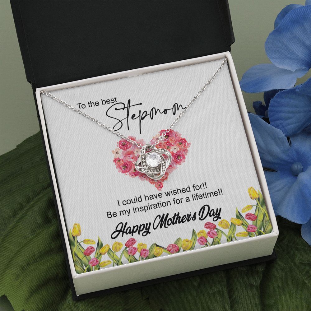 To The Best Stepmon Necklace, Happy Mother's Day Necklace Gift From Daughter, Son To My Step Mom Necklace From Daughter, Stepmom Gift Necklace, Boyfriend's Mom Gift Necklace, Love Knot Gift For Mom Love Knot Necklace 6323