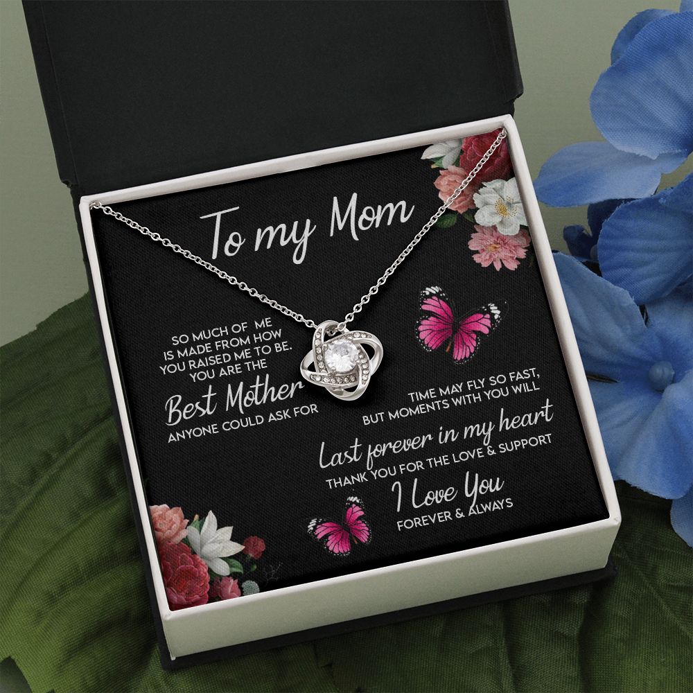 Mom Gift Necklace, To My Mom Necklace From Daughter, Love Knot Necklace Gift For Mom, Happy Mother's Day Necklace Gift Forever And Always Pendant Gift For Mom, Jewelry Gift For Women, Mom Butterfly Love Knot Necklace 6323