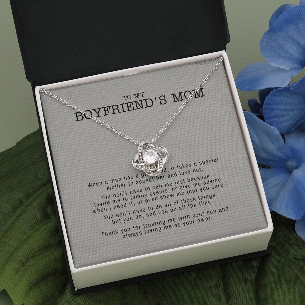 Gifts for Boyfriend's Mom Necklace, To My Boyfriends Mom Necklace, Boyfriend's Mom Gifts, Gifts For My Boyfriends Mom Love Knot Necklace From Man, Boyfriends Mom Christmas Necklace Mother's Day Love Knot Necklace 6323