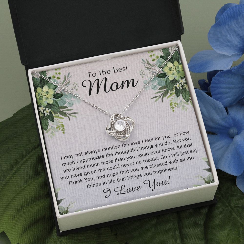 Mom Gift Necklace, To My Mom Love Knot Necklace Gift From Daughter, Son - Mother And Daughter Gift Necklace For Mom, To The Best Mom Love Knot Pendant, I Love You Necklace Gift For Mom To Daughter Love Knot Necklace 6323