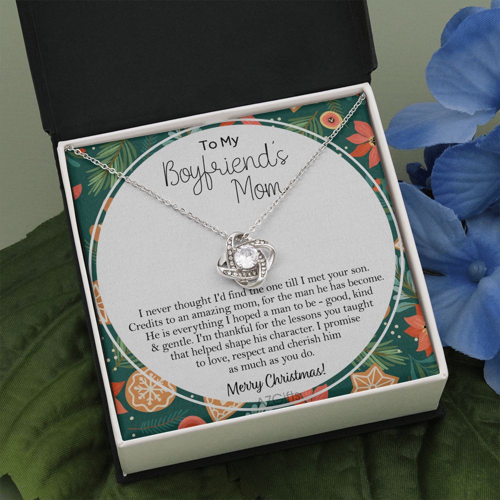 Gift Necklace For Boyfriend's Mom, Merry Christmas Necklace Gift, To My Boyfriend's Mom Necklace From Son, To An Amazing Mom Gift Necklac, Boyfriend's Mom Gift Necklace Love Knot Jewelry For Mom Love Knot Necklace 6323
