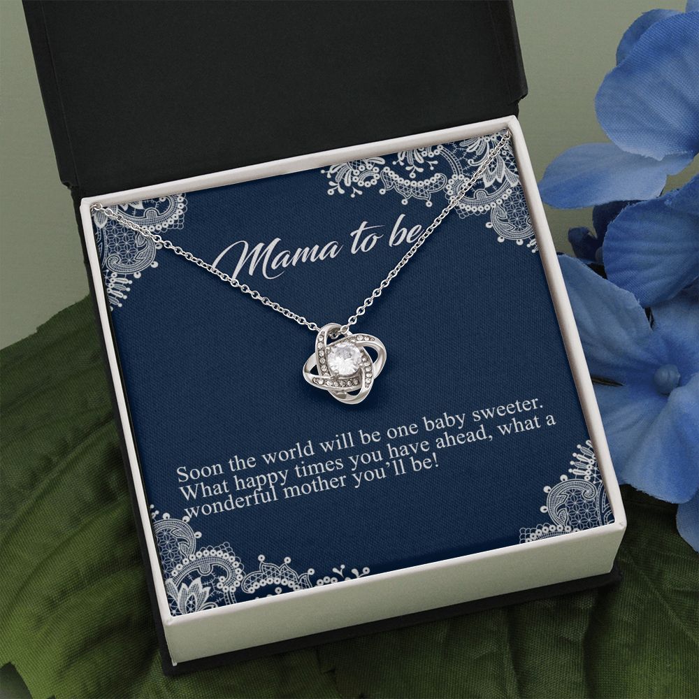 Mama To Me Gift Necklace, To My Mom Love Knot Necklace Gift For Mom From Daughter, Soon The World Mom Jewelry Gift For Women, Mother, Womenderful Mother Gift Necklace For Mama To be Pendant Gift Love Knot Necklace 6323