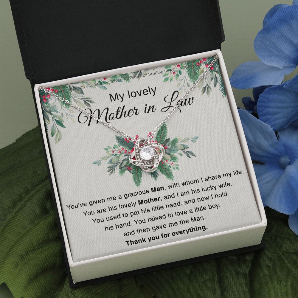 Mother in Law Gift Necklace, To My Lovely Mother In Law Love Knot Necklace From Daughter In Law Thank you For Mom Necklace Jewelry Gift For Women Bonus Mom Gift Necklace, Lovely Mother Gift Necklace Love Knot Necklace 6323