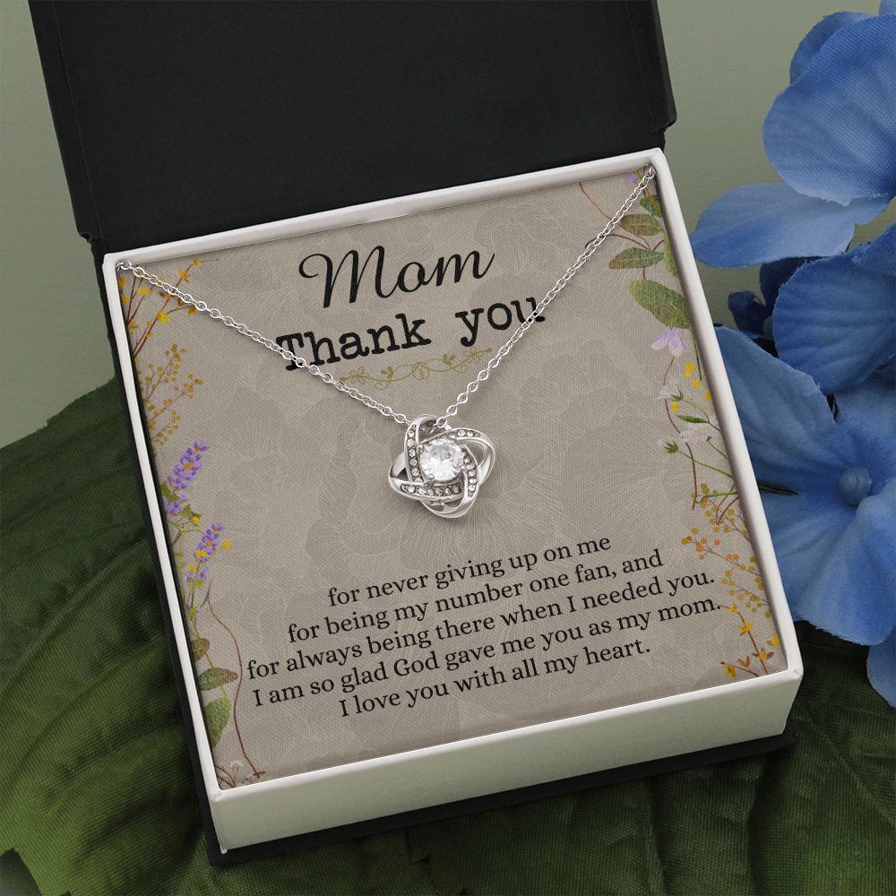 Mom Thank You Gift Necklace, To My Mom Love Knot Necklace From Daughter Necklace Gift For Mom Mother's Day Necklace Gift For Mom, Birthday Gift For Mom Anniversary Jewlry Gift For Women, Mom Love Knot Necklace 6323