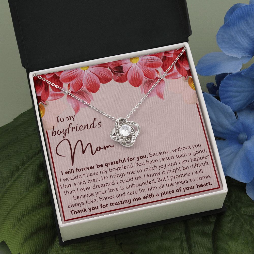 To My Boyfriend's Mom Necklace Gift For Boyfriends Mom, Love Knot Necklace For Boyfriend's Mom, Boyfriend's Mom Gifts From Girlfriend Mom Mother's Day, Xmas Holiday Present Jewelry For Women