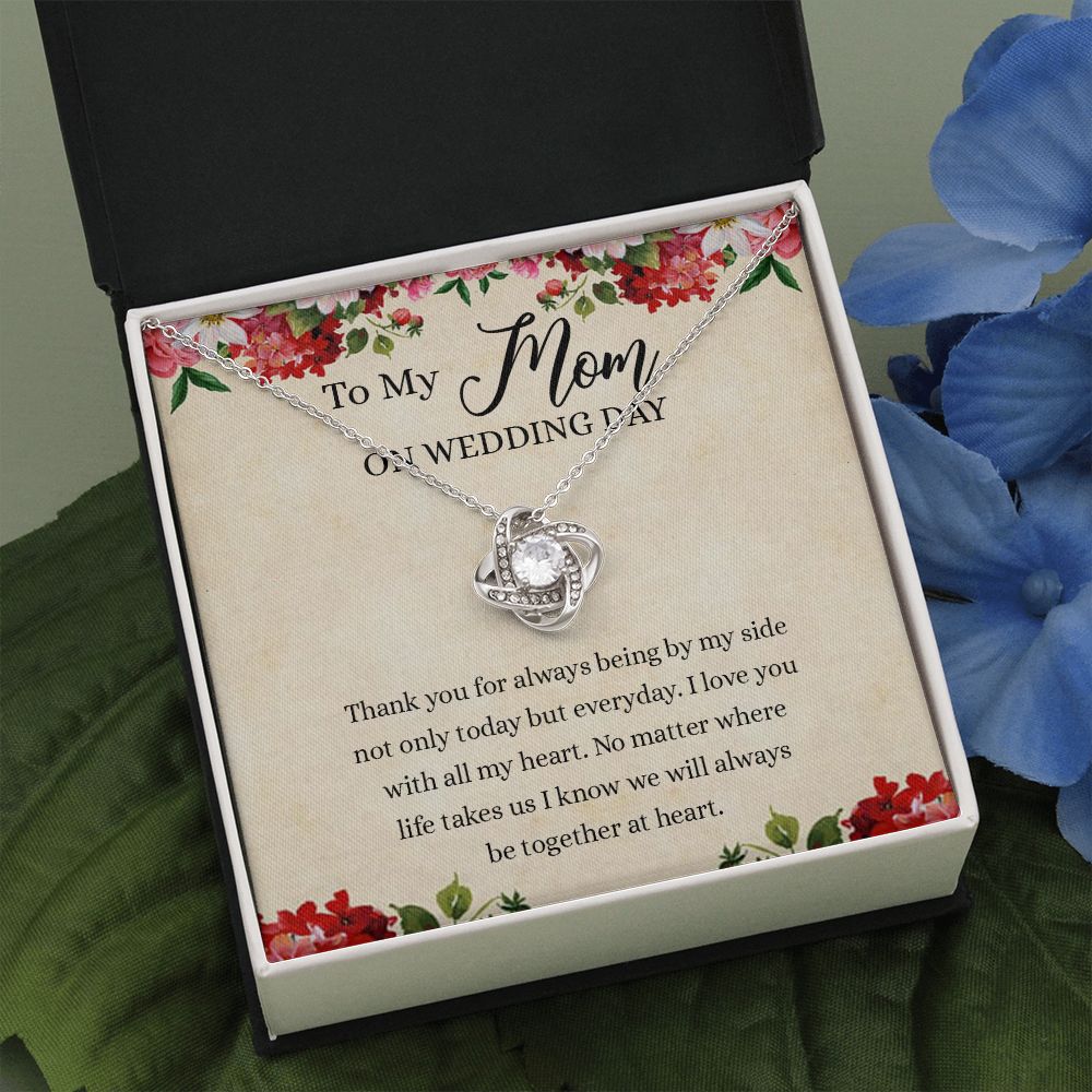 To My Mom Love Knot Necklace Gift for Mom on Wedding Day, Gift Necklace for Mother of The Groom, Gift for Bridesmaid Proposal Gift Necklace, To My Mom Gift Necklace On Wedding Day from Daughter Love Knot Necklace 6323