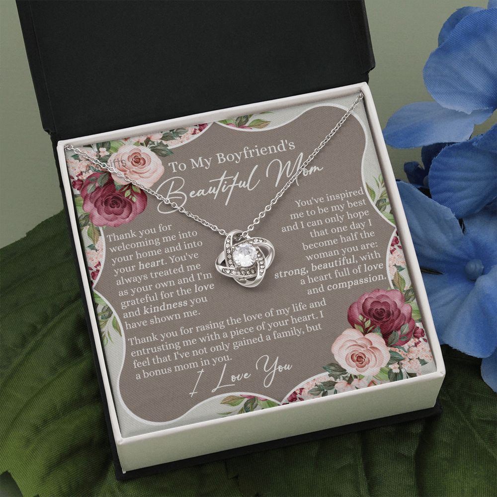 Gift For Boyfriend's Mom Necklace, To My Boyfriend's Mom Love Knot Necklace, Gift To Boyfriend's Mom Necklace For Beautiful Mom Jewelry, Boyfriend's Beautiful Mom Jewelry For Women Girlfriend's Mom Love Knot Necklace 6323