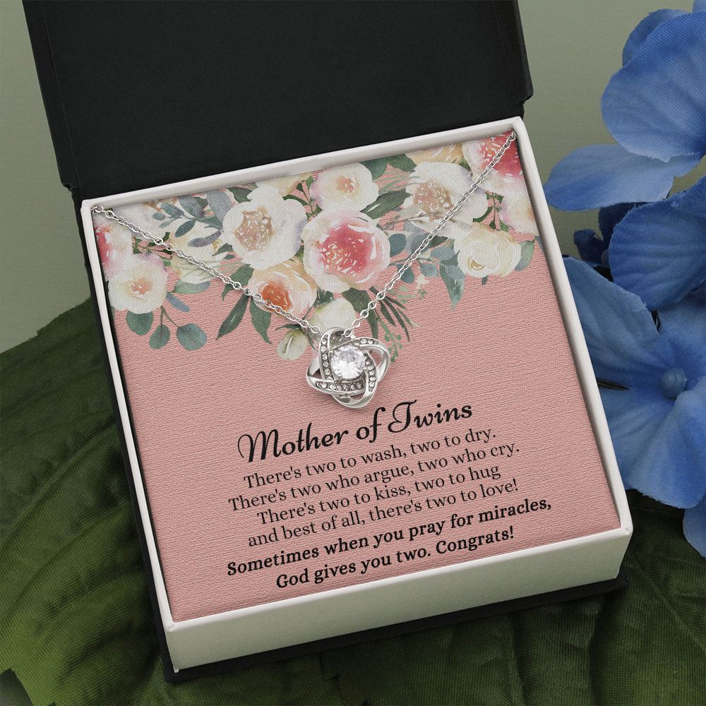 Mom Of Twins Necklace, Jewelry Gift For Mother Of Twins Love Knot Necklace, Parents of Twins, Gift Necklace For New Mom of Twins, Birthday Gift For Mom of Twins Necklace, New Mom Gift Necklace Love Knot Necklace 6323