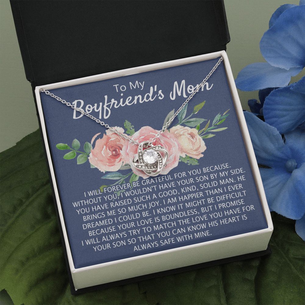 To My Boyfriend's Mom Necklace Gift, Mother's Day Necklace Gift, Birthday Gift For Boyfriend's Mom, Boyfriend's Mom Love Knot Necklace For Women Jewelry Gifts For Boyfriends Mom From Girlfriend Mom