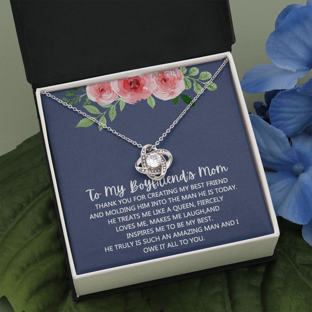 To My Boyfriend's Mom Necklace Gift For Boyfriend's Mom Love Knot Pendant Boyfriend's Mom Gift To My Mother In Law Love Knot Necklace Boyfriend's Mom Jewelry Mother's Day Gift For Boyfriends Mom