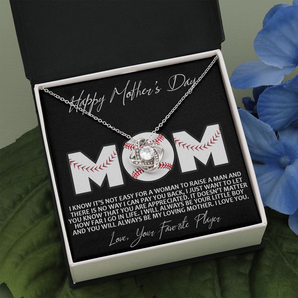 Baseball Mom Gift Necklace, To the Best Baseball Mom Necklace From Daughter, Favorite Player Necklace Gift For Mom, Baseball Mom Love Knot Necklace Jewelry Gift For Women Happy Mother's Day Necklace Love Knot Necklace 6323
