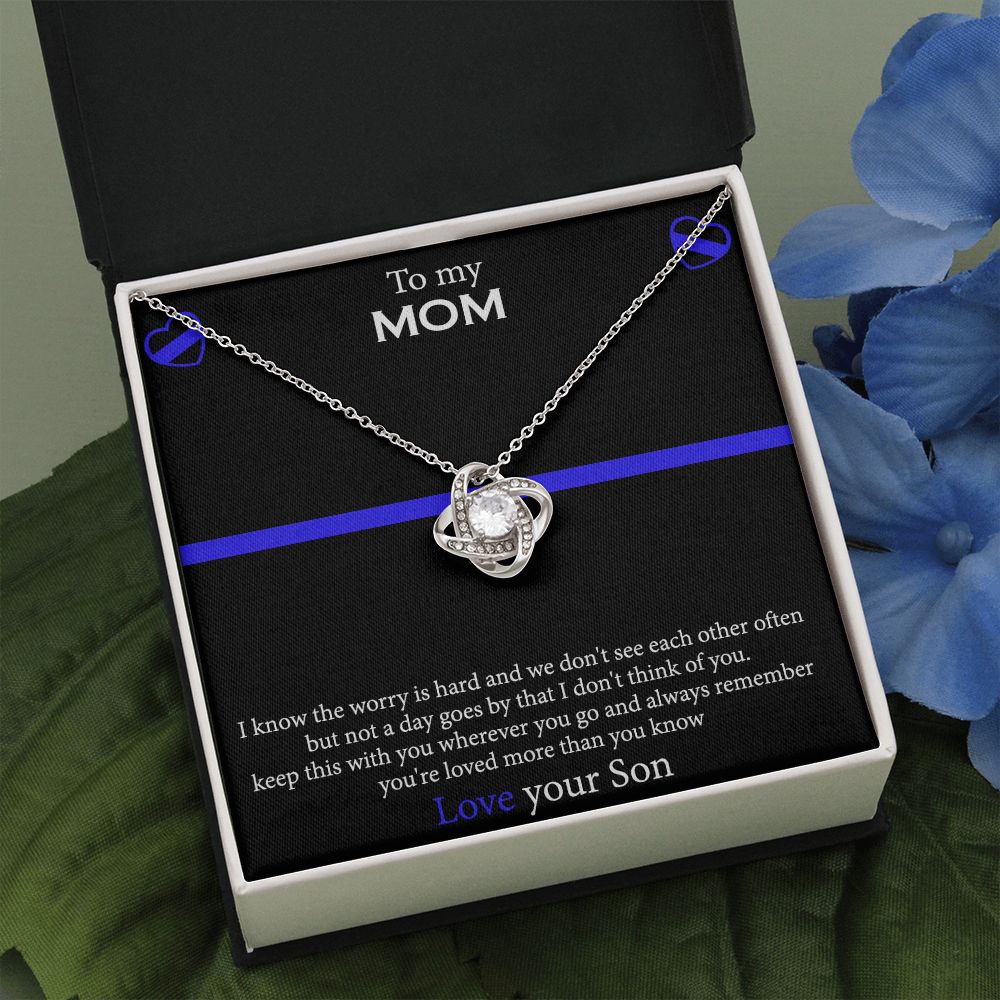 To My Mom Necklace From Son, Mothers Day Necklace Gift For First Mothers Day, Love Your Son Love Knot Necklace Gift For Mom, Best Friend Gifts For Mothers Day Things For Your Mom Jewelry Gift For Mom Love Knot Necklace 6323