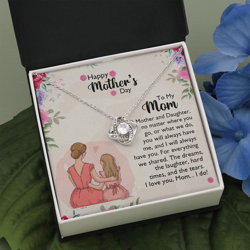 To My Mom Necklace From Daughter, Happy Mothers Day Necklace, Mom Love Knot Necklace From Daughter And Mother Jewelry Gift Mothers Day, No Matter Necklace Gift For Mom On Birthday Gift For Mom Love Knot Necklace 6323