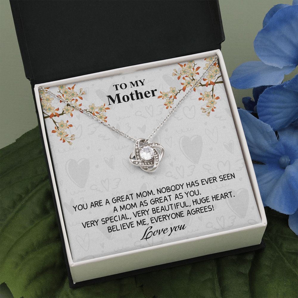 Great Mom Necklace, To My Mother Necklace From Daughter, The Love Knot Necklace Gift For Mom, Jewelry Gift For Women, Mother And Daughter Gift Necklace I Love You From Daughter To Mom Pendant Love Knot Necklace 6323