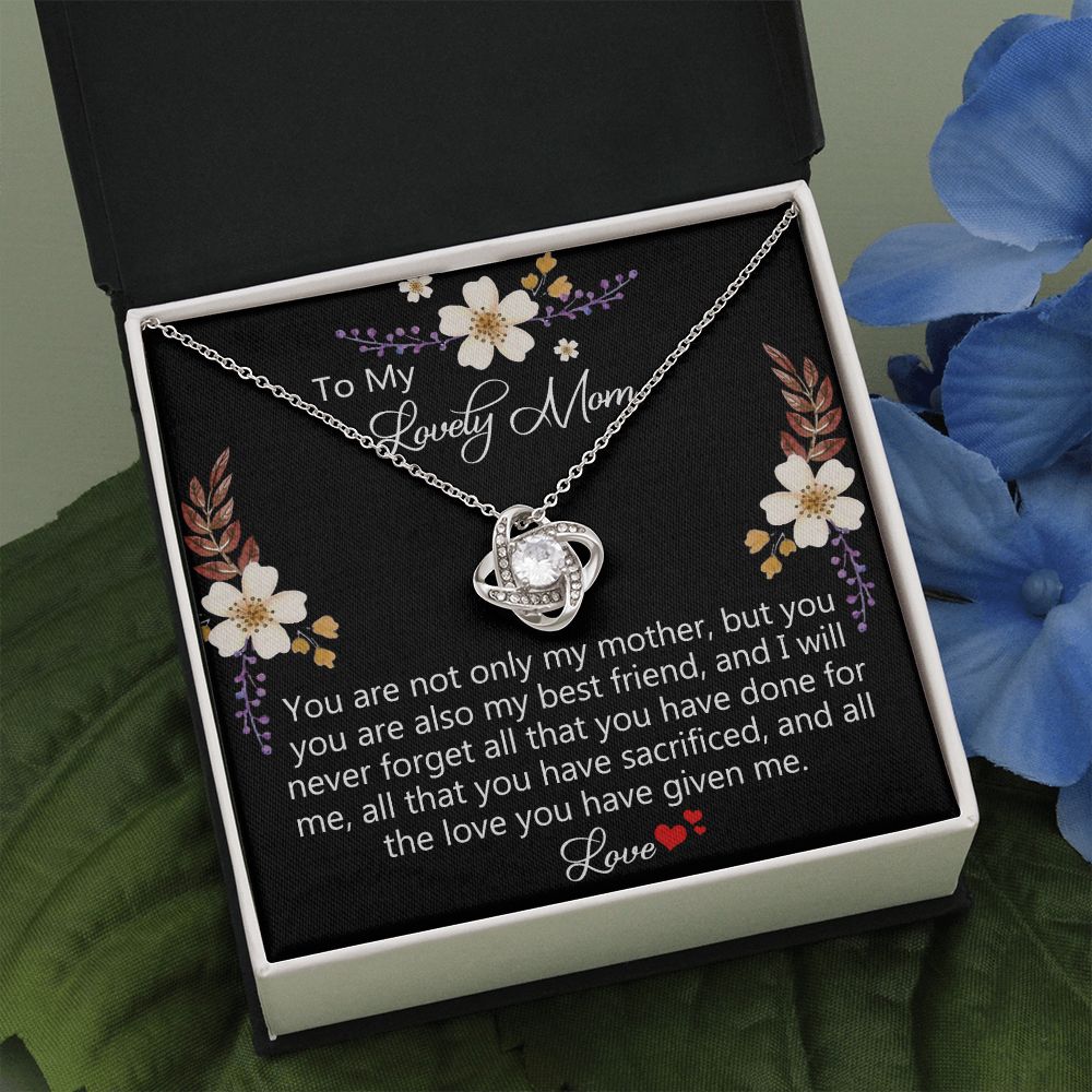 Lovely Mom Necklace, To My Mom Necklace From Daughter Gift For Mom On Birthday Gift Anniversary, Mother' Day Wedding Day Necklace Gift For Mom, Lovely Mom Jewelry Gift For Women, Mom Gift Necklace Love Knot Necklace 6323