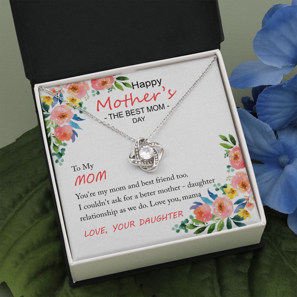Happy Mother''s Day Gift Necklace, To My Mom Love Knot Necklace Gift From Daughter And Mother Love Knot Pendant Gift For Mom Bonus Mom Gift Necklace, The Best Mom Necklace, Jewelry Gift For Women Love Knot Necklace 6323
