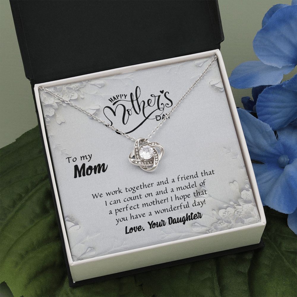 Happy Mother's Day Necklace, To My Mom Love Knot Necklace Gift From Daughter, Mom Your Daughter Necklace, Daughter And Mother Love Knot Pendant Gift For Mom Gift Necklace, Jewelry Gift For Women Love Knot Necklace 6323