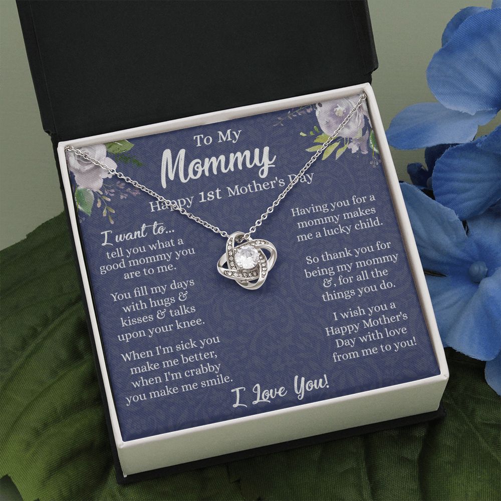 1st Mother's Day Necklace Gift, To My Mommy Love Knot Necklace From Daughter, Necklace Gift For Mom, Happy Mother's Day Necklace, Birthday Necklace For Mom Anniversary Jewlry Gift For Women Love Knot Necklace 6323