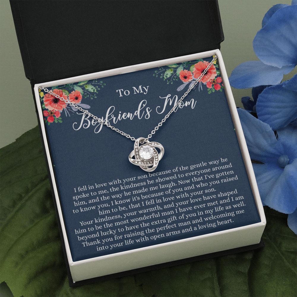Gift For Boyfriend's Mom Necklace, To My Boyfriend's Mom Love Knot Necklace, Gift To My Boyfriend's Mom Necklace For Mothers Day Birthday Gift Christmas Retirement Jewelry For Women Girlfriend's Love Knot Necklace 6323