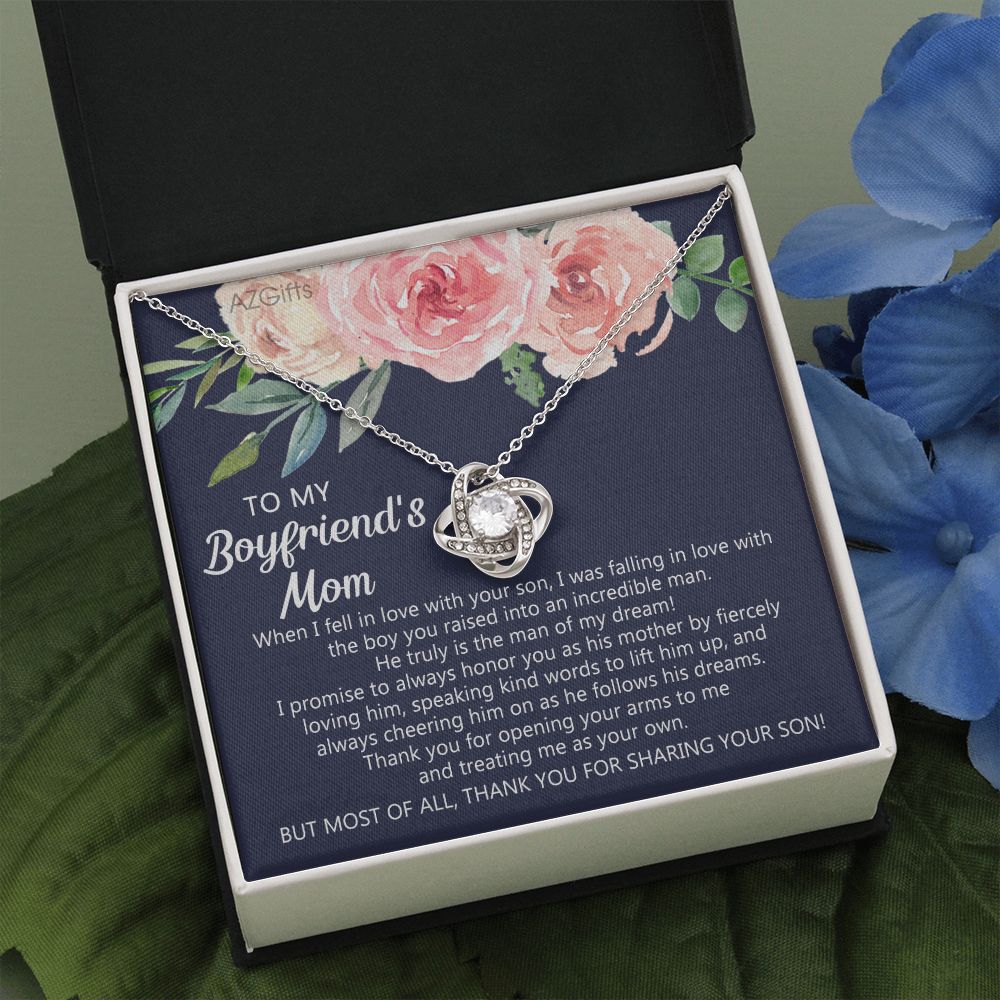 To My Boyfriends Mom Necklace, Gifts for Boyfriend's Mom Necklace, Thank You Your Son Gift Necklace, Gifts My Boyfriends Mom Love Knot Necklace From Man Boyfriends Mom Christmas Necklace Mother's Day