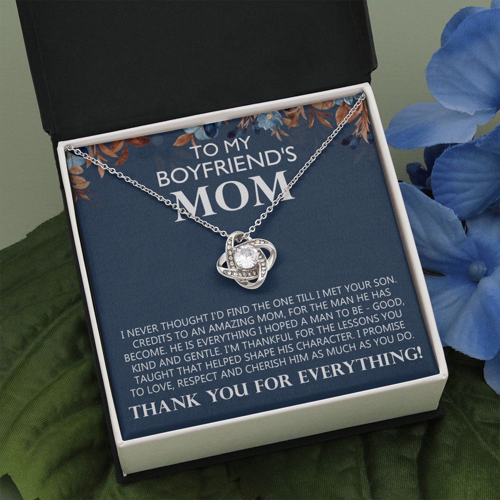 Amazing Mom Necklace Gift For Boyfriend's Mom Gift Necklace, To My Boyfriends Mom Necklace From Son, Mother And Son Gift Necklace, Gift For Boyfriends Mom Love Knot Necklace Jewelry Gift For Wome Love Knot Necklace 6323