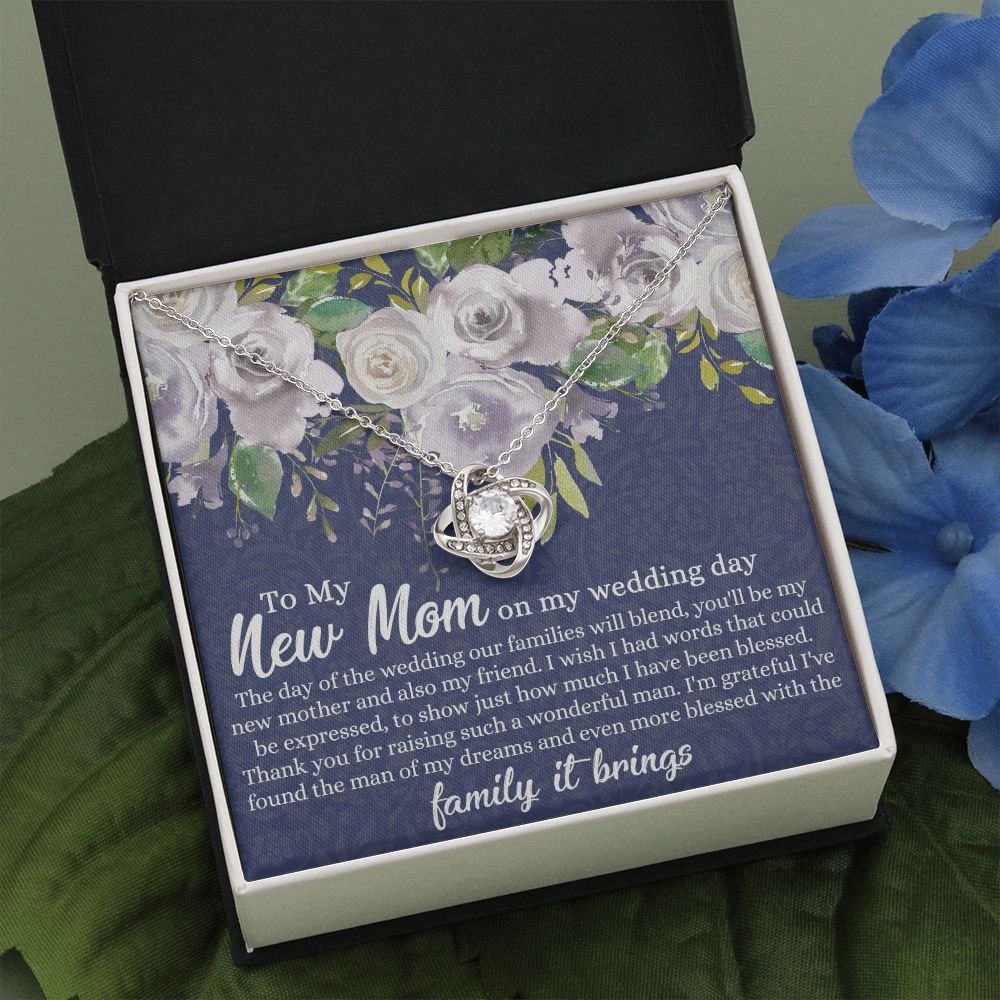 New Mom Necklace - To My New Mom Love Knot Necklace Gift From Daughter, My Wedding Day Necklace Gift For Mom, Wedding Mom Gift Necklace From Daughter, New Mom On My Wedding Day Gift Necklace For Mom Love Knot Necklace 6323