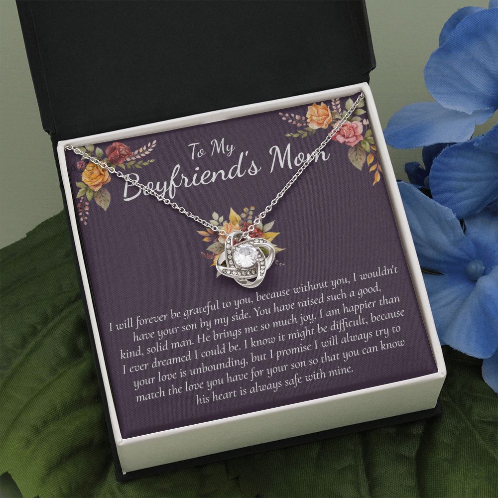 To My Boyfriends Mom Necklace, Gifts for Boyfriend's Mom Necklace, Thank You Gift Necklace For Boyfriend's Mom, Gifts My Boyfriends Mom Love Knot Necklace From Man Boyfriends Mom Christmas Necklace