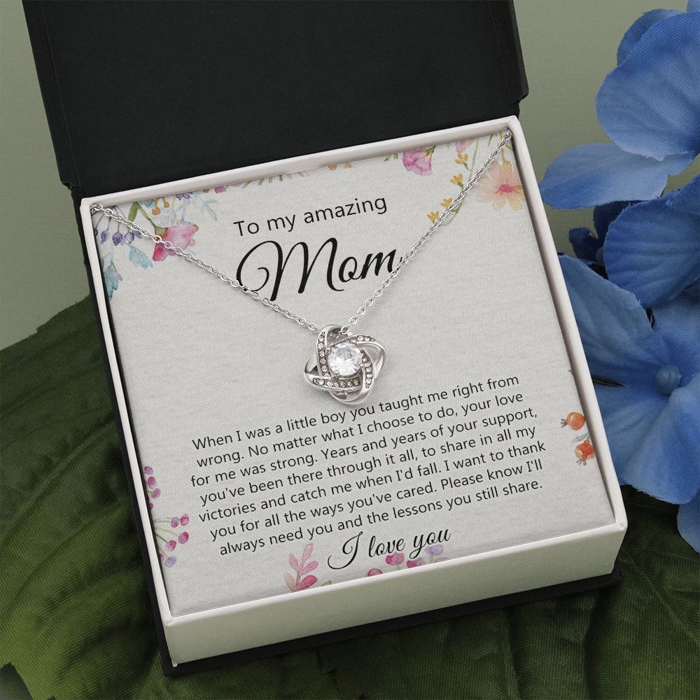 Amazing Mom Gift Necklace, To My Amazing Mom Love Knot Necklace for Mother Day Gift From Daughter Son Necklace Gift For Mom, Mother Gift Necklace Thank You Mom, Mother Necklace Birthday Gift for Mom Love Knot Necklace 6323