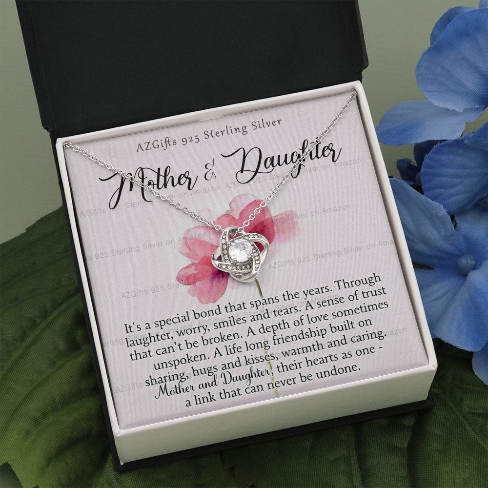 Mother Daughter Gift Necklace, To My Mother Love Knot Necklace with Message Card And Box Gift For Mother To Daughter Gift Necklace for Mom from Daughter Gift Birthday Gift for Mom Daughter Necklace Love Knot Necklace 6323