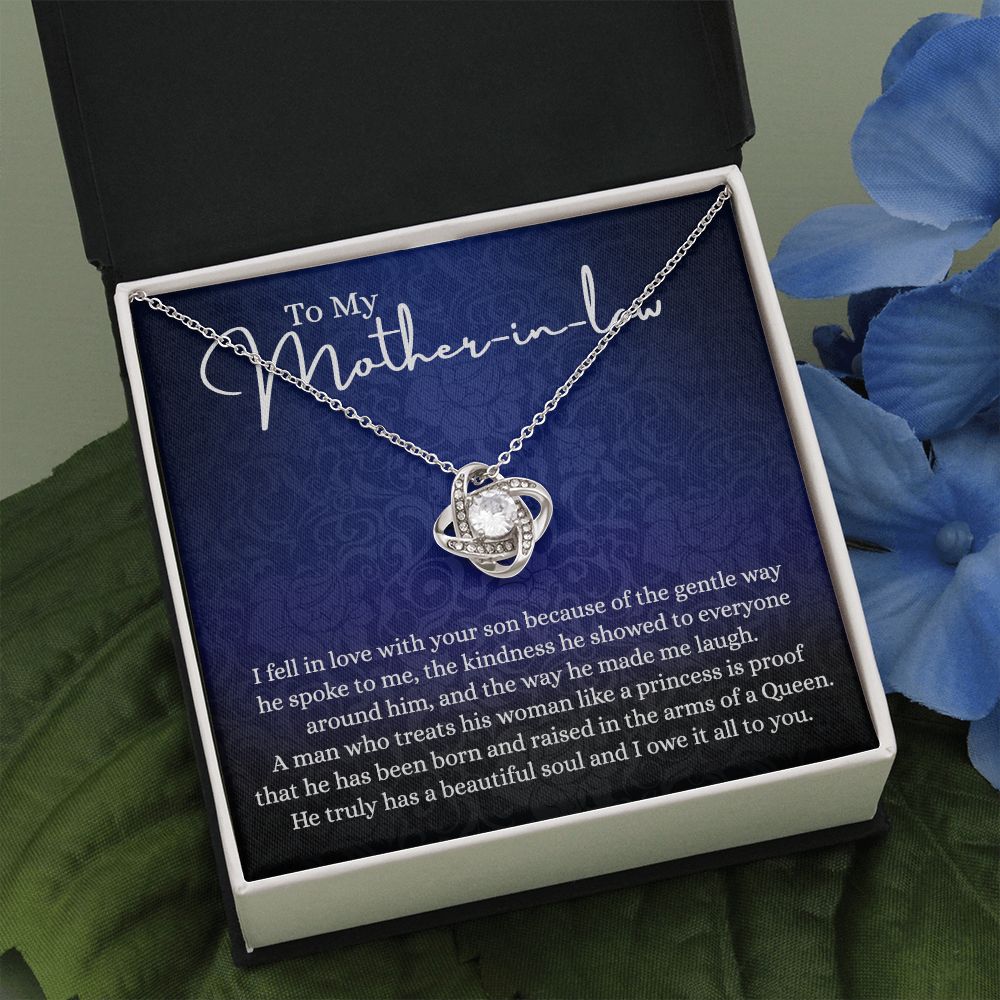 To My Mother in Law Love Knot Necklace, Mother in Law Jewelry Gift Box, Gift Card For Mom, Necklace for Mother in Law Jewelry Gift For Women, To My Mother-in-law On Wedding Day Mother's day Necklace Love Knot Necklace 6323
