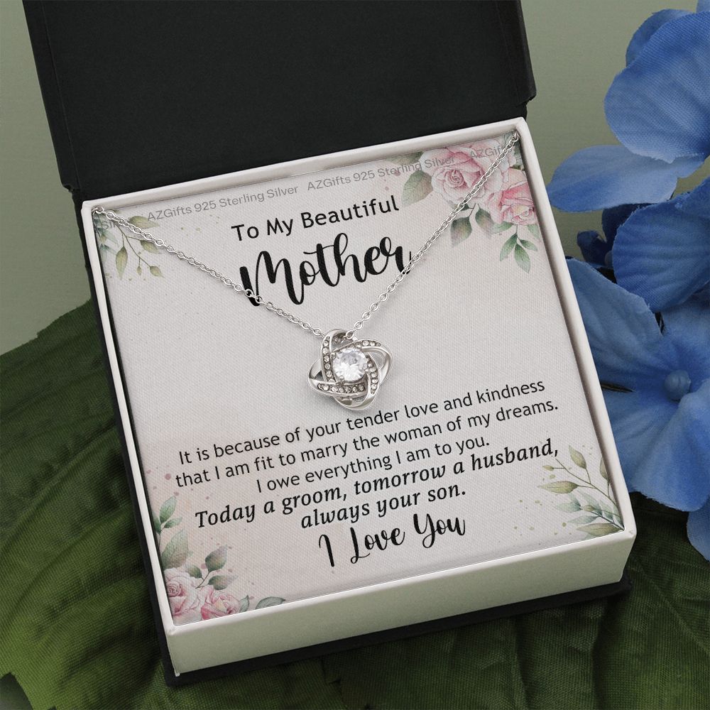 To My Beautiful Mother Necklace, The Love Knot Necklace Gift For Mom, Mother, Bonus Mom Gift Necklace, Beautiful Mom Gift Necklace From Son, Love Always Your Son Necklace Gift For Mother, Mom Gift