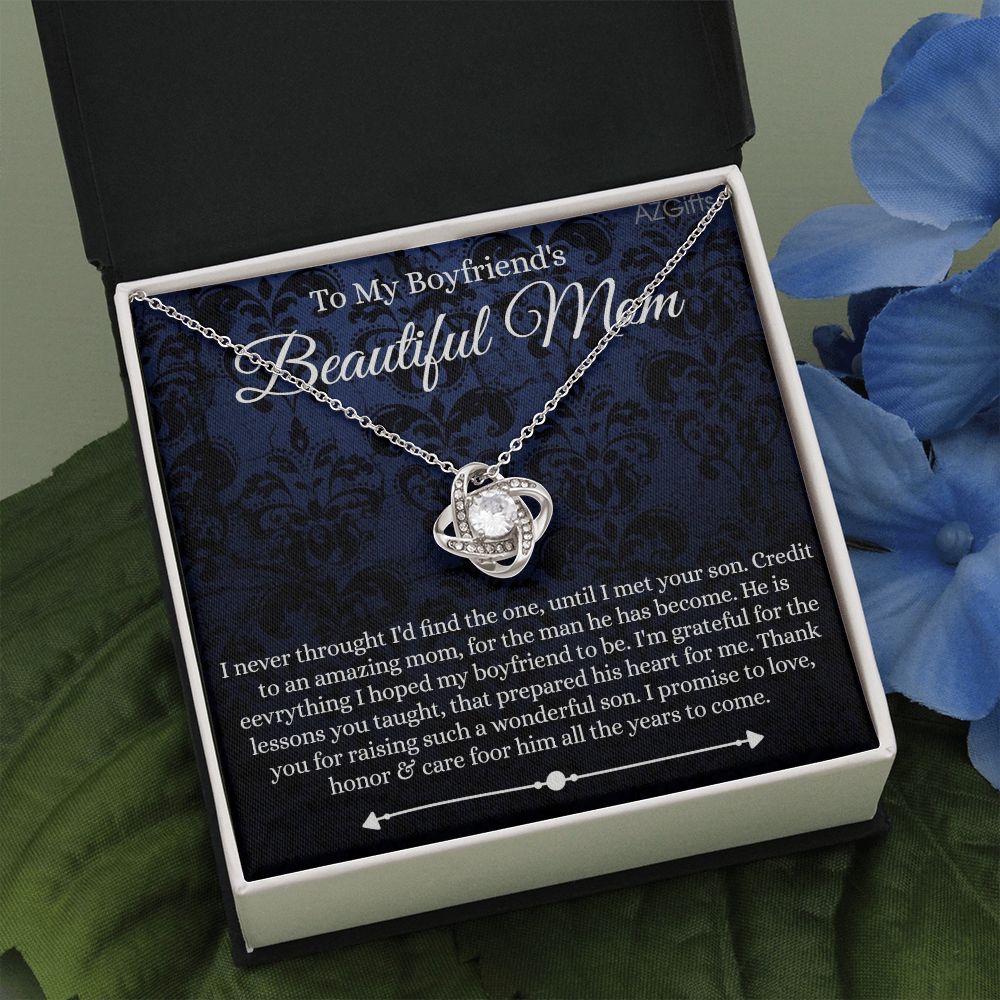To My Boyfriend's Mom Necklace With Message Card Box, Boyfriends Mom Gift Necklace For Boyfriends Mom, Mother Girlfriends To Boyfriend Mom Gift Necklace For Mom Of Boyfriend Custom Message Card