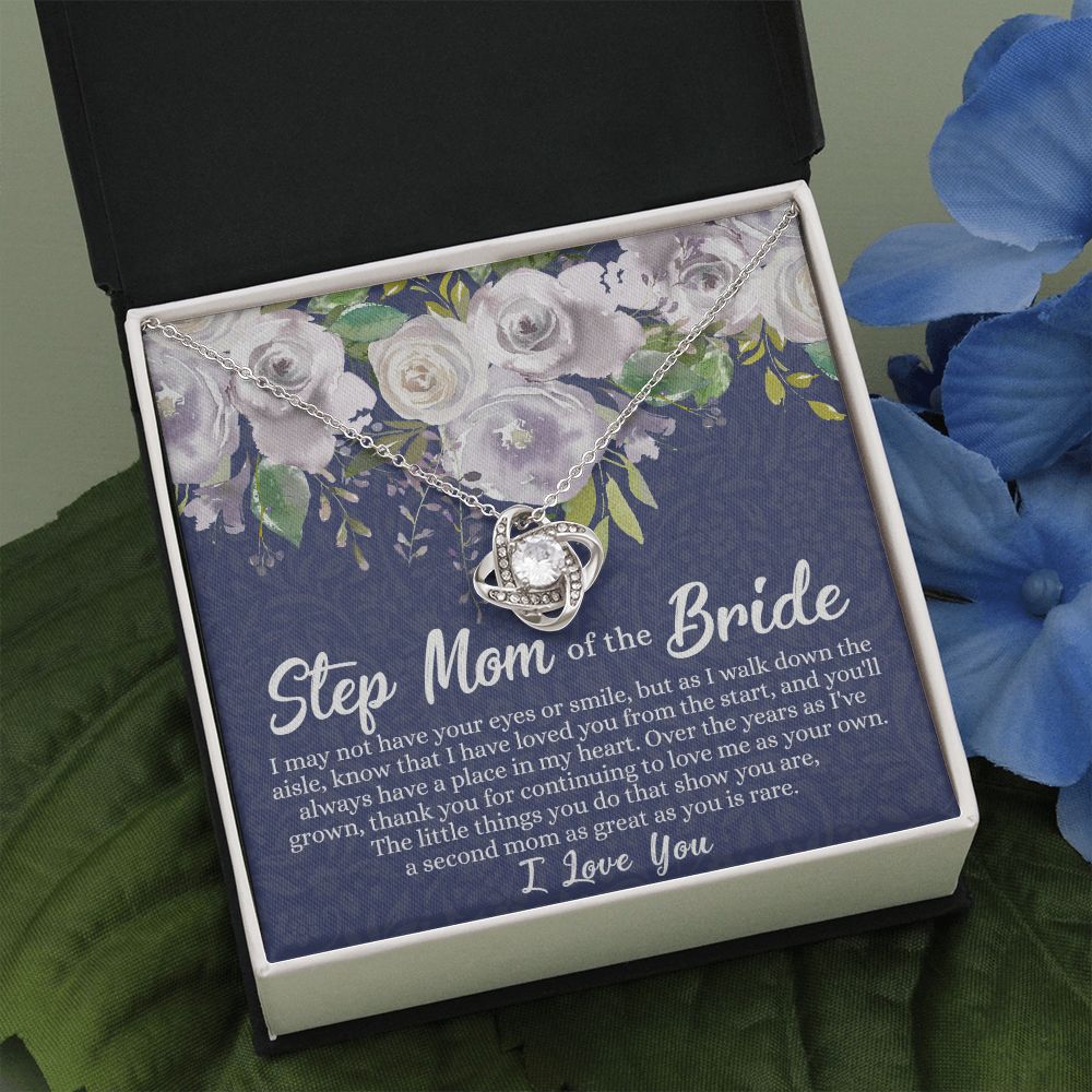 Mom Of The Bride Gift Necklace, To My Step Mom Love Knot Necklace From Daughter, Step Mom Gift Necklace - Second Mom Gift Necklace, Jewelry Gift For Women, Daughter To Step Mom Of The Bride Necklace Love Knot Necklace 6323
