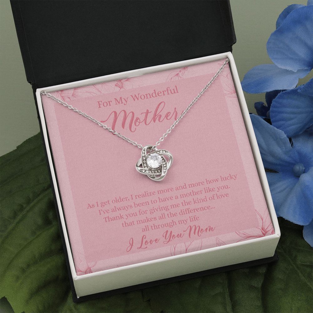 Wonderful Mother Gift Necklace, To My Wonderful Mother Love Knot Necklace, Birthday Gift Necklace From Daughter, Mothers Day Necklace Gift for Mom, Thank You Gift Necklace Gift For Women, Mother Love Knot Necklace 6323