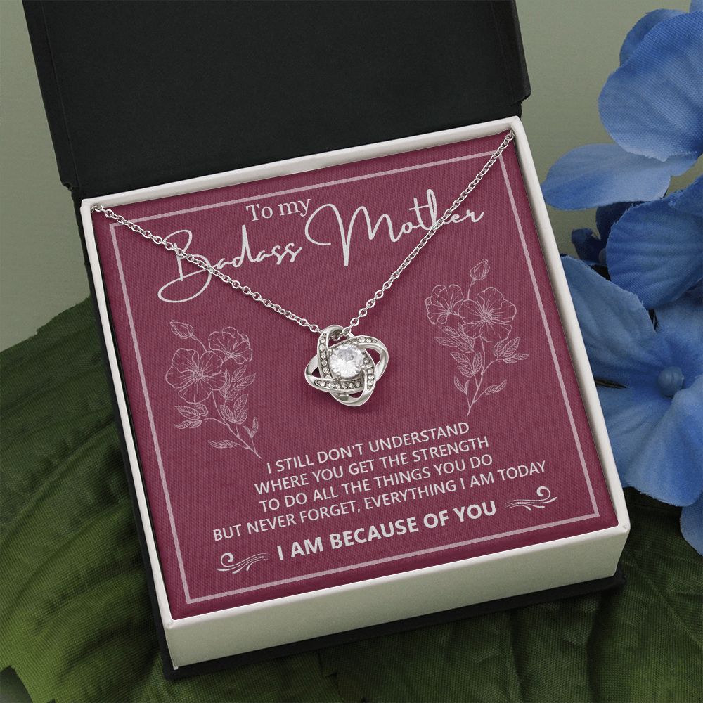 Badass Mother Necklace, To My Badass Mother Love Knot Necklace, Badass Mom Gift Necklace, Badass Mother Necklace Gift From Daughter, Mother's Day Necklace Gift For Mom, Jewelry Gift For Women Badass Love Knot Necklace 6323