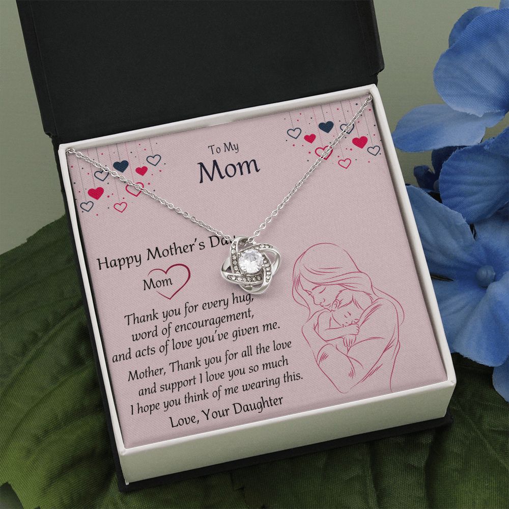 Happy Mothers Day Necklace, To My Mom Necklace From Mom, Mother Day Jewelry Gift Personalized Mothers Day Necklace Gifts For Mom Mother To Daughter Thank Gift Love Knot Necklace For Mom Jewelry Love Knot Necklace 6323