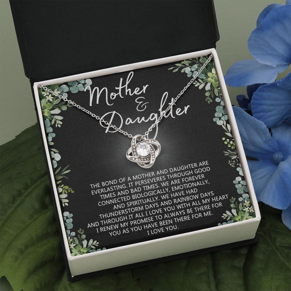 Mother And Daughter Necklace, Mothers day Necklace Gift For Mother, To My Mother Love Knot Necklace Gift From Daughter To Mom Jewelry Gift For Women Bonus Mom Boyfriend's Mom Gift Necklace Love Knot Necklace 6323