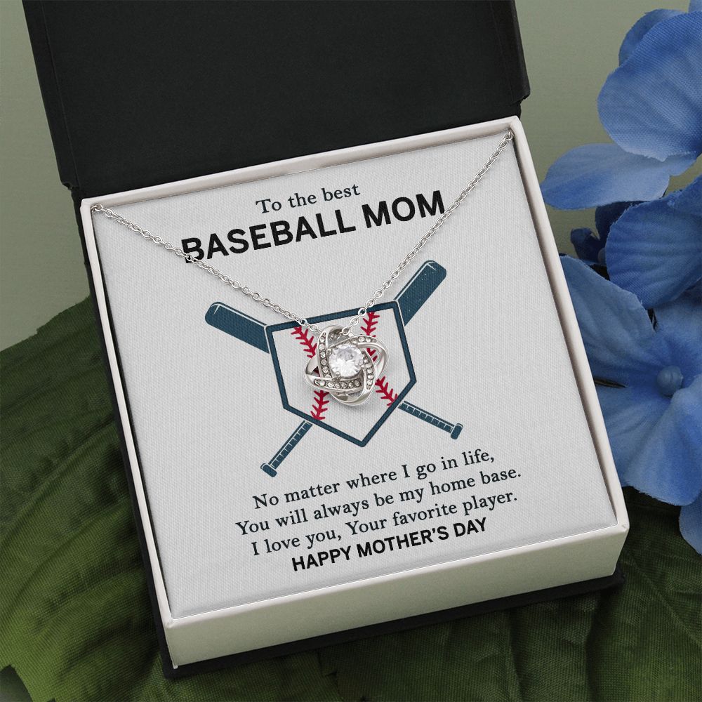 Baseball Mom Necklace, To The Best Baseball Mom Necklace From Son, Favorite player Necklace Gift For Mom, Happy Mother's Day Necklace Gift For Baseball Mom Love Knot Necklace Jewelry Gift For Women Love Knot Necklace 6323