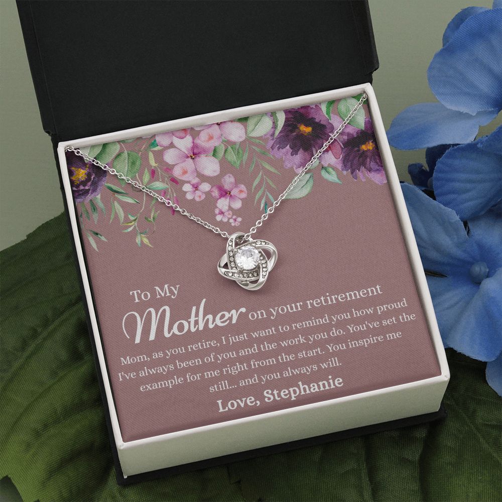To My Mother Love Knot Necklace, Mom Retirement Gift Necklace, Happy Retirement Gift, Best Retirement Gift For Mom, Gift Necklace For Retiring Mother, Necklace Gift for Mom Mother On Your Retirement Love Knot Necklace 6323