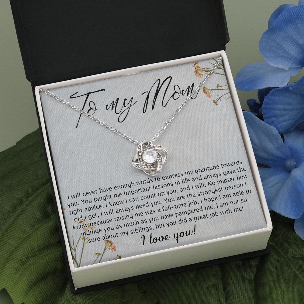 Mom Gift Necklace, To My Mom Love Knot Necklace Gift From Daughter Son Gift For Mom, Mother And Daughter Gift Necklace Personalized Gift Necklace For Mom Pendant, Love Knot Necklace Gift For Women Love Knot Necklace 6323