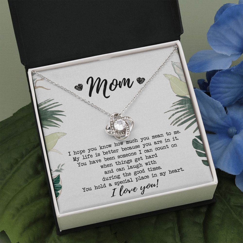 Mothers Day Necklace Gift, Gift Necklace for Mom, To My Mom Love Knot Necklace From Daughter, Mother And Daughter Gift Necklace, Jewelry Gift For Women, Mother Gift Necklace I Love You Love Knot Necklace 6323
