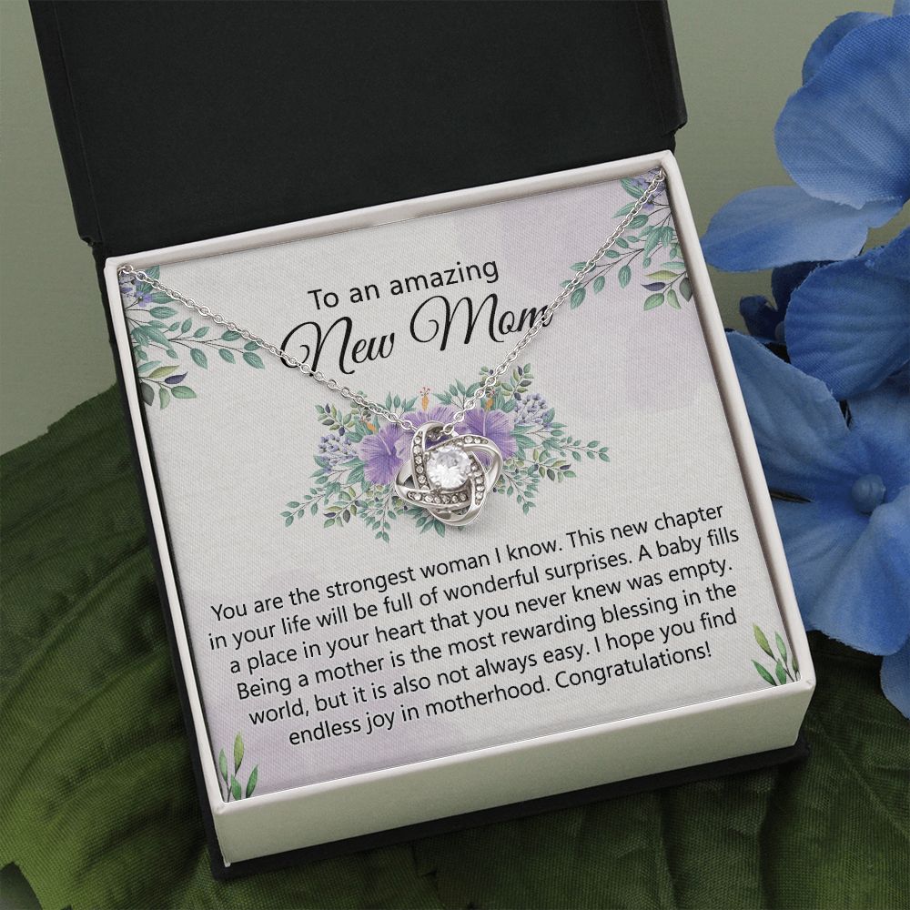 To An Amazing New Mom Necklace From Daughter, Mother's Day Necklace, First Mother's Day Jewelry Gift For Mom To Daughter Gift Mother's Day Love Knot Necklace Gift for Mom, New Mom Jewelry for Mom